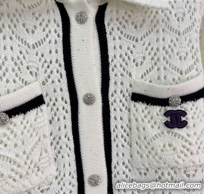 Famous Brand Chanel Wool Knit Cardigan CH120104 White 2025