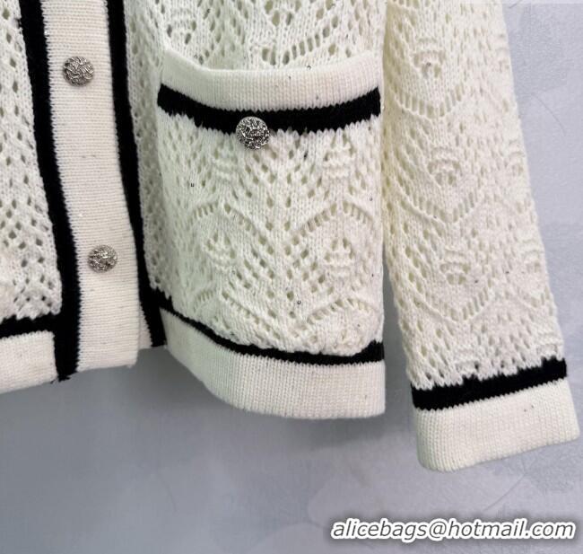 Famous Brand Chanel Wool Knit Cardigan CH120104 White 2025