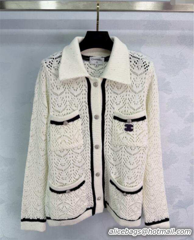 Famous Brand Chanel Wool Knit Cardigan CH120104 White 2025