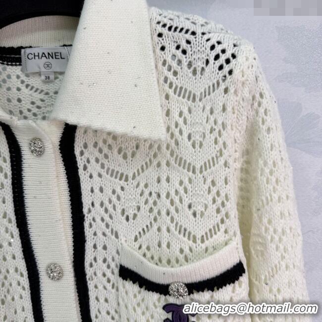 Famous Brand Chanel Wool Knit Cardigan CH120104 White 2025
