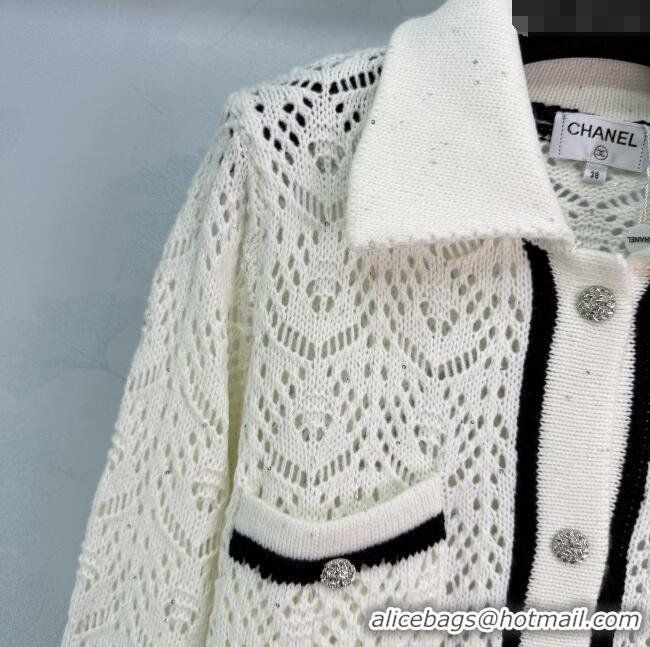 Famous Brand Chanel Wool Knit Cardigan CH120104 White 2025