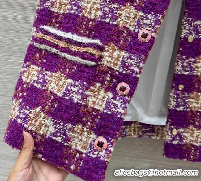 Top Grade Chanel Wool Blend Tweed Vest CH120101 Fuchsia Pink 2025