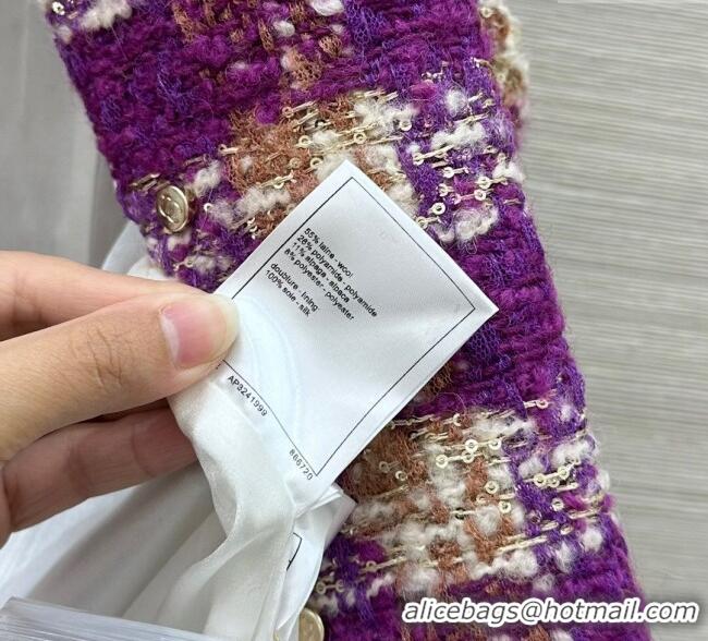 Top Grade Chanel Wool Blend Tweed Vest CH120101 Fuchsia Pink 2025