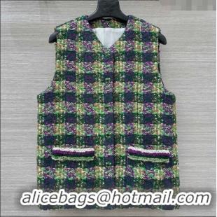 Top Quality Chanel Wool Blend Tweed Vest CH120101 Green 2025