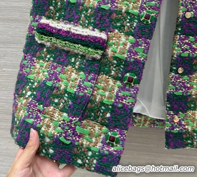 Top Quality Chanel Wool Blend Tweed Vest CH120101 Green 2025