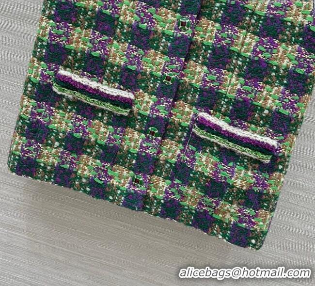 Top Quality Chanel Wool Blend Tweed Vest CH120101 Green 2025