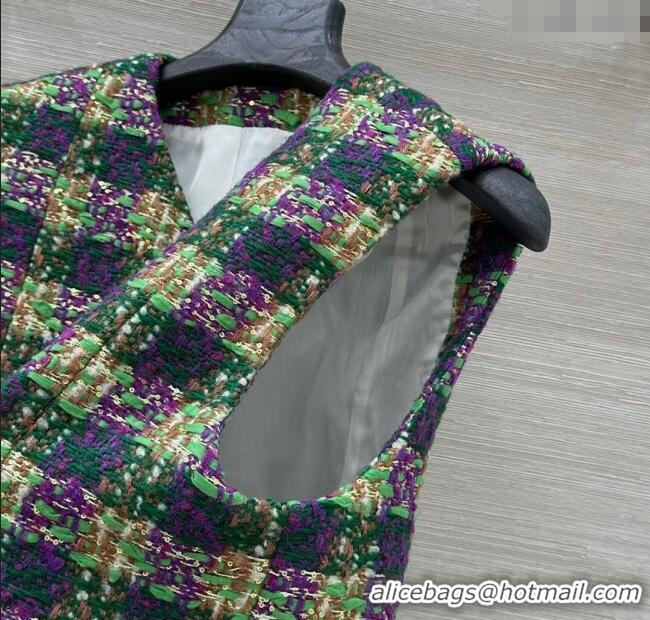 Top Quality Chanel Wool Blend Tweed Vest CH120101 Green 2025