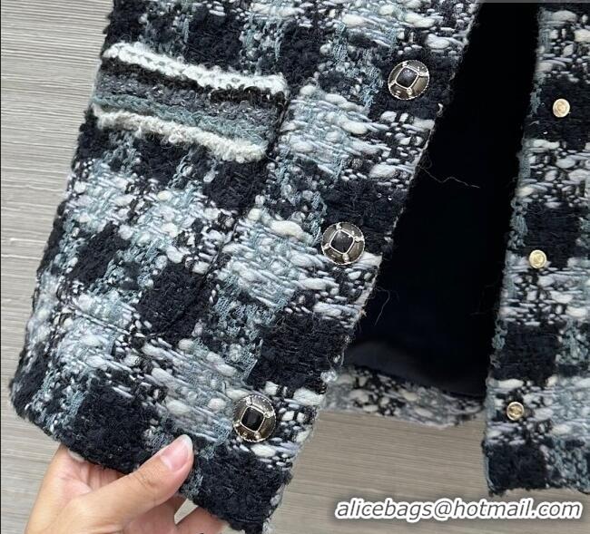 Luxury Cheap Chanel Wool Blend Tweed Vest CH120101 Black/Grey 2025
