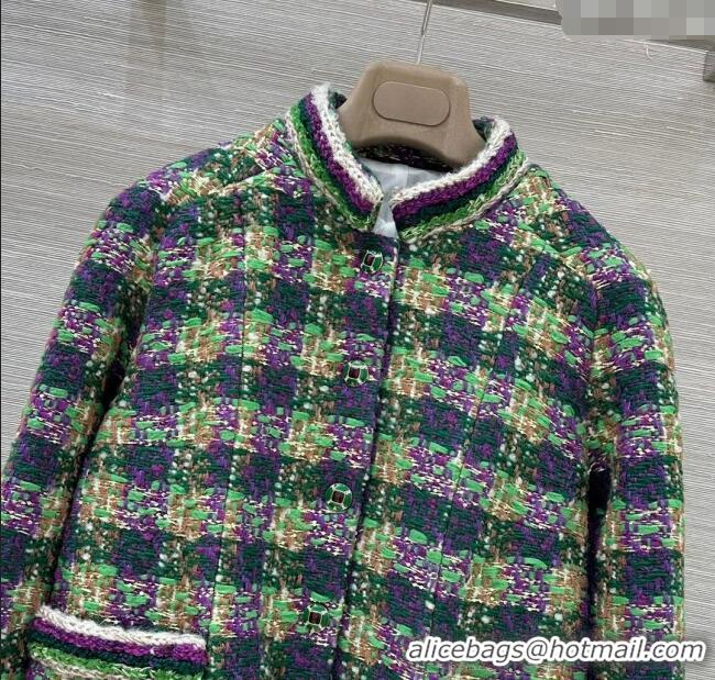 Good Quality Chanel Wool Blend Tweed Jacket CH120101 Green 2025