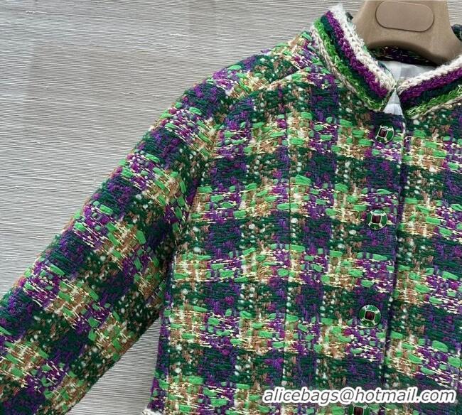 Good Quality Chanel Wool Blend Tweed Jacket CH120101 Green 2025