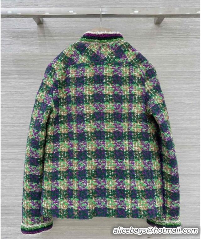 Good Quality Chanel Wool Blend Tweed Jacket CH120101 Green 2025