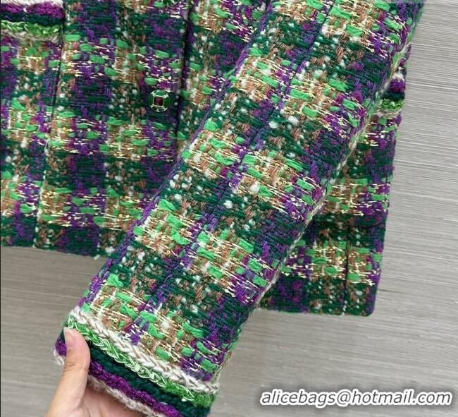 Good Quality Chanel Wool Blend Tweed Jacket CH120101 Green 2025