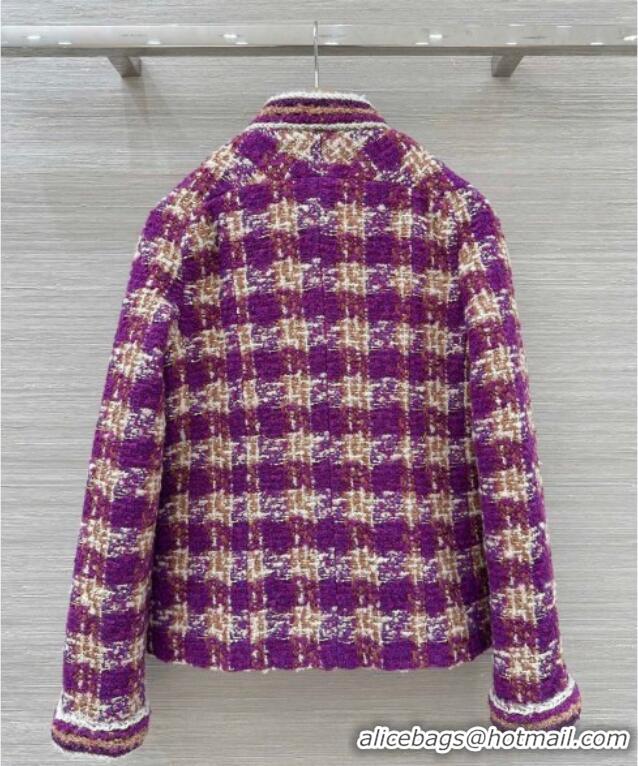 Promotional Chanel Wool Blend Tweed Jacket CH120101 Fuchsia Pink 2025