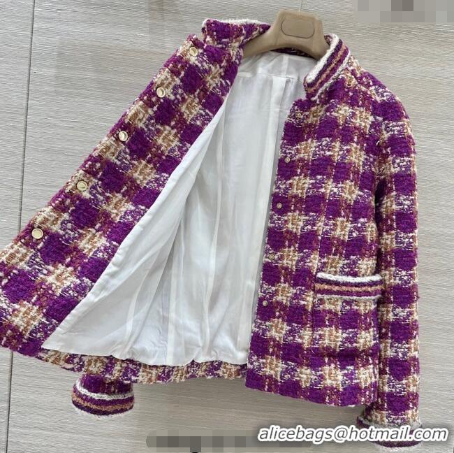 Promotional Chanel Wool Blend Tweed Jacket CH120101 Fuchsia Pink 2025