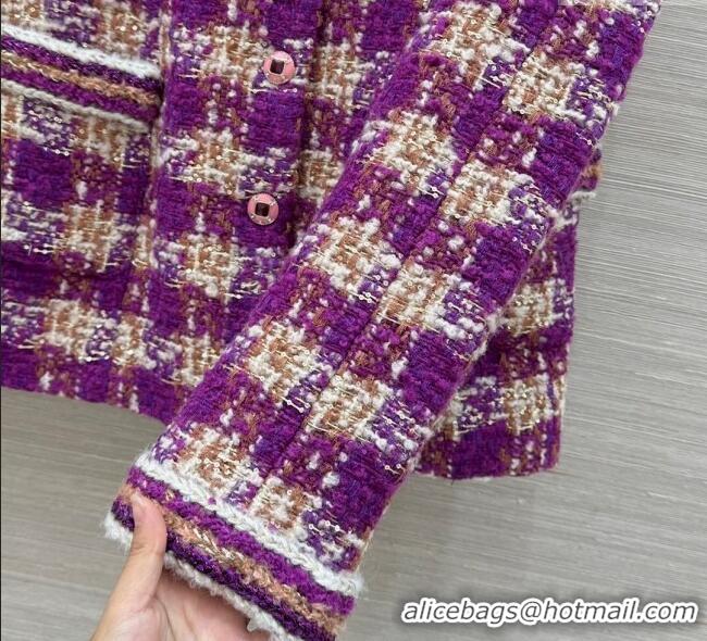 Promotional Chanel Wool Blend Tweed Jacket CH120101 Fuchsia Pink 2025