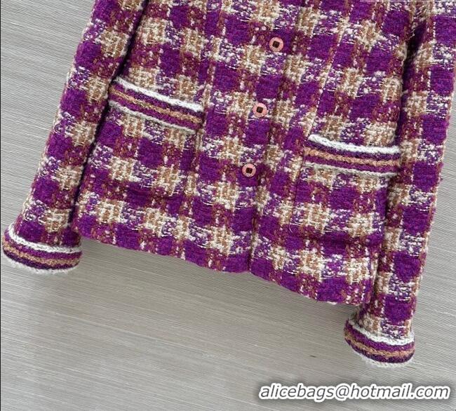 Promotional Chanel Wool Blend Tweed Jacket CH120101 Fuchsia Pink 2025