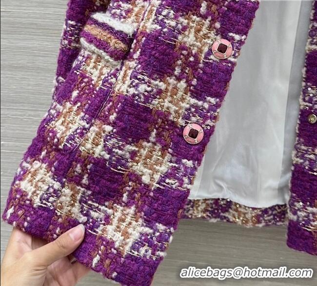 Promotional Chanel Wool Blend Tweed Jacket CH120101 Fuchsia Pink 2025