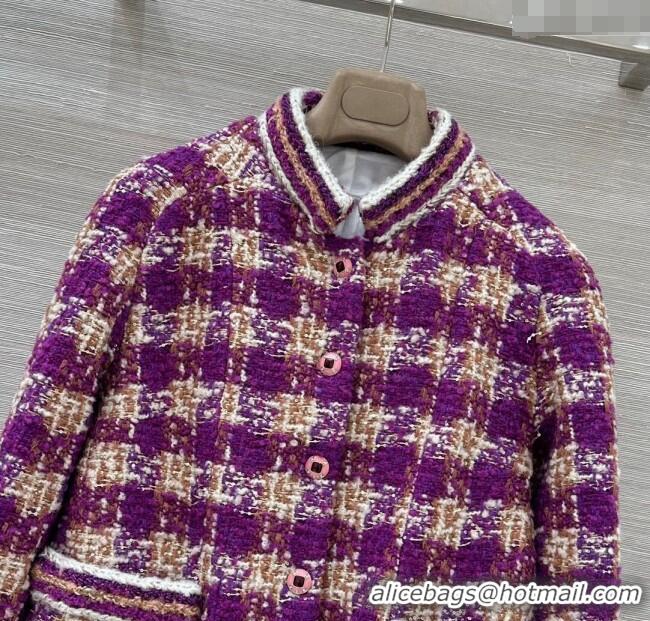 Promotional Chanel Wool Blend Tweed Jacket CH120101 Fuchsia Pink 2025