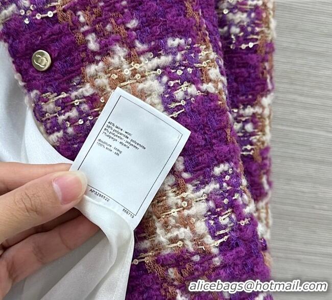 Promotional Chanel Wool Blend Tweed Jacket CH120101 Fuchsia Pink 2025