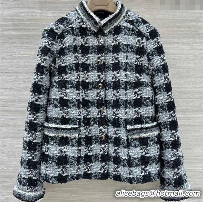 Top Quality Chanel Wool Blend Tweed Jacket CH120101 Black/Grey 2025