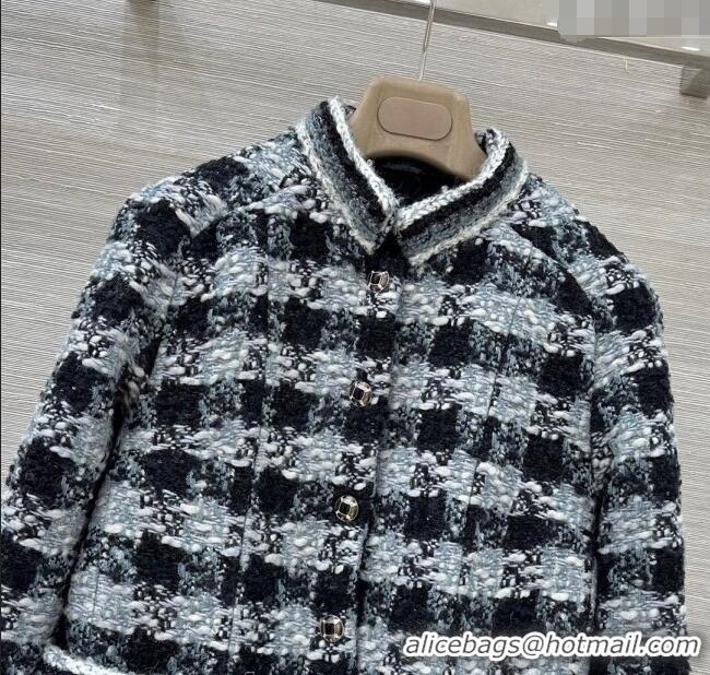 Top Quality Chanel Wool Blend Tweed Jacket CH120101 Black/Grey 2025