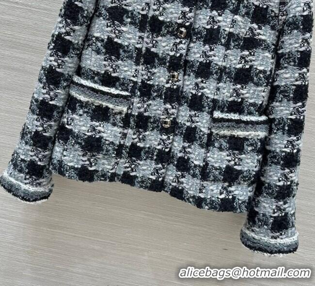 Top Quality Chanel Wool Blend Tweed Jacket CH120101 Black/Grey 2025