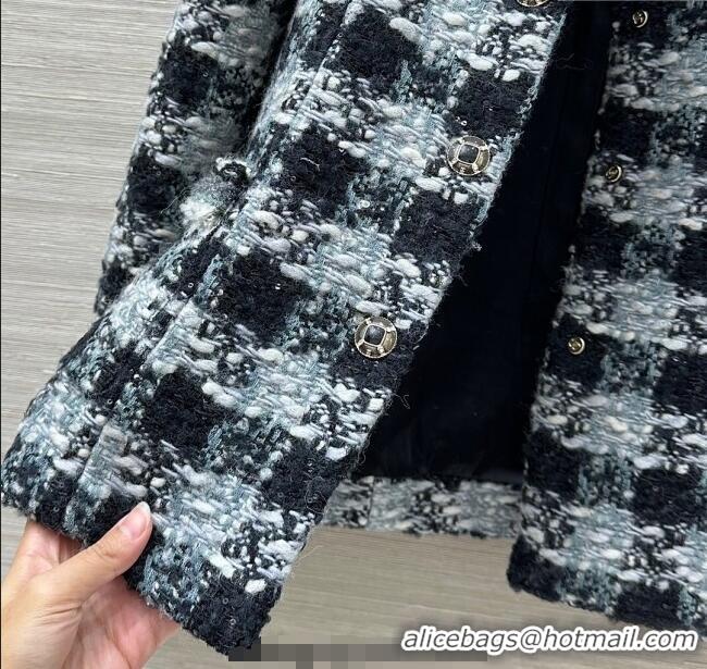 Top Quality Chanel Wool Blend Tweed Jacket CH120101 Black/Grey 2025