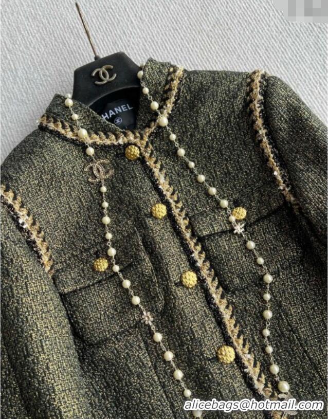 Unique Discount Chanel Tweed Jacket CH120102 Green 2025