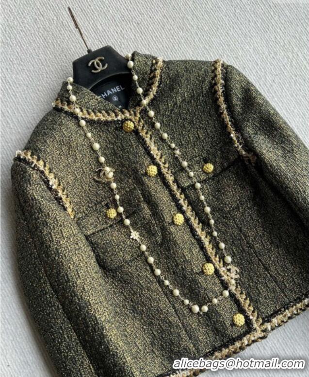 Unique Discount Chanel Tweed Jacket CH120102 Green 2025