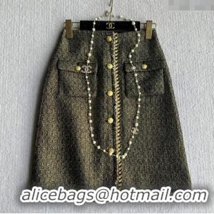 Buy Fashionable Chanel Tweed Skirt CH120102 Green 2025