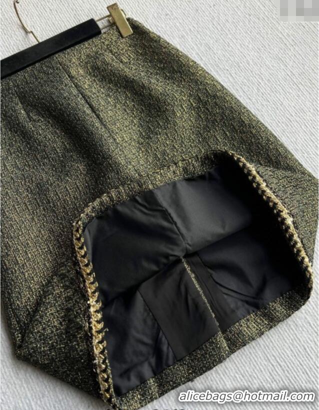 Buy Fashionable Chanel Tweed Skirt CH120102 Green 2025