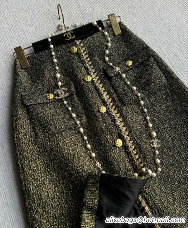 Buy Fashionable Chanel Tweed Skirt CH120102 Green 2025