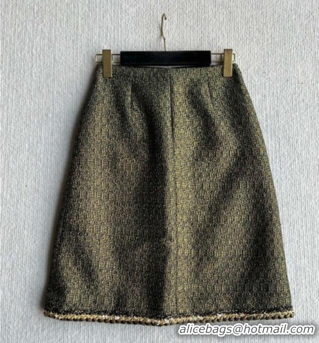 Buy Fashionable Chanel Tweed Skirt CH120102 Green 2025