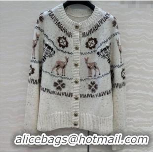Top Quality Chanel Wool Cashmere Cardigan CH120125 White 2025