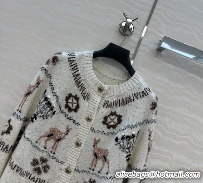 Top Quality Chanel Wool Cashmere Cardigan CH120125 White 2025