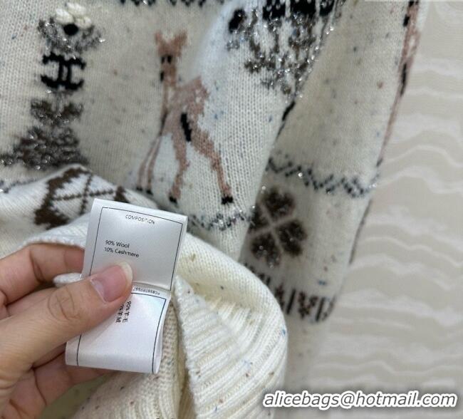 Top Quality Chanel Wool Cashmere Cardigan CH120125 White 2025