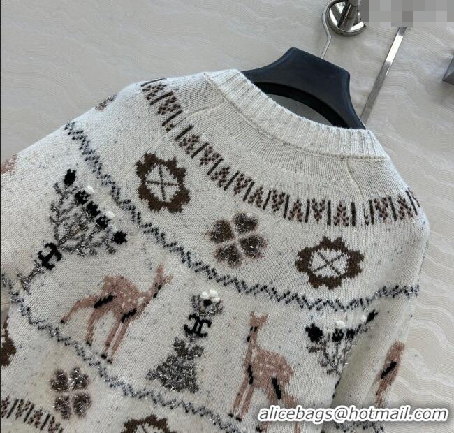 Top Quality Chanel Wool Cashmere Cardigan CH120125 White 2025