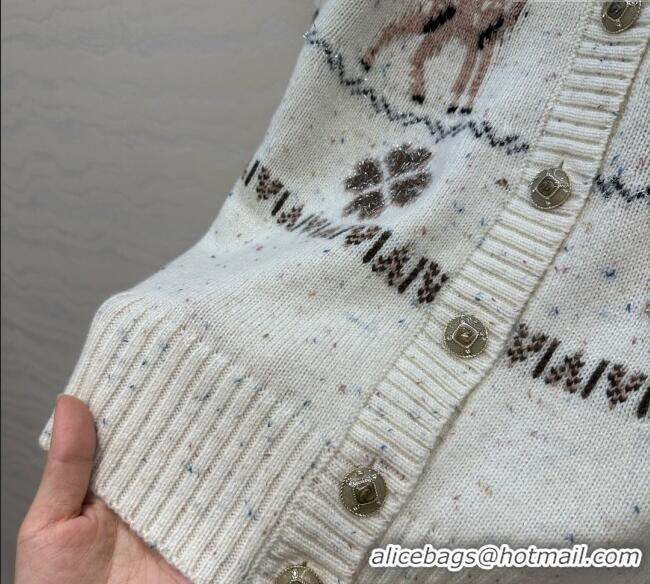 Top Quality Chanel Wool Cashmere Cardigan CH120125 White 2025