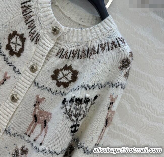 Top Quality Chanel Wool Cashmere Cardigan CH120125 White 2025