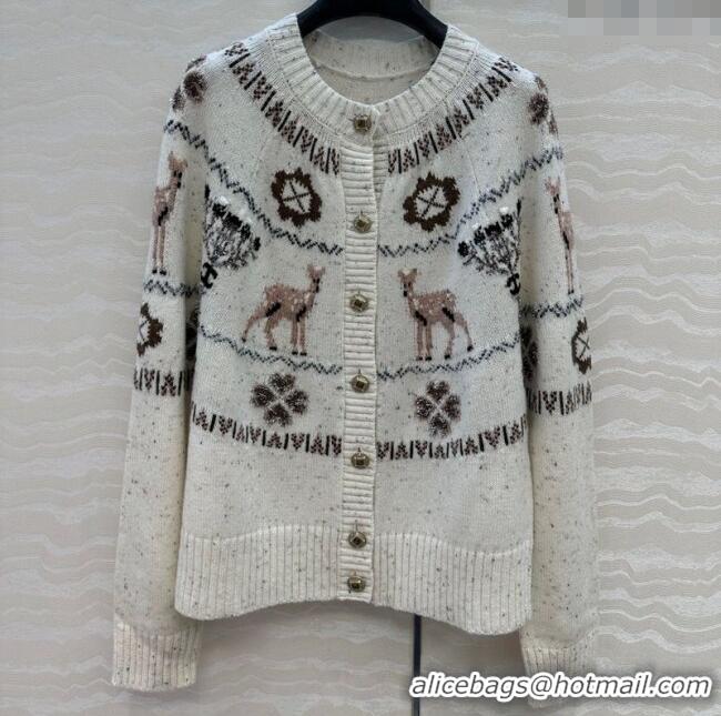 Top Quality Chanel Wool Cashmere Cardigan CH120125 White 2025