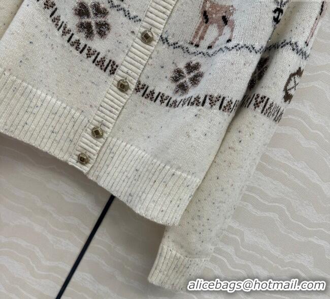 Top Quality Chanel Wool Cashmere Cardigan CH120125 White 2025