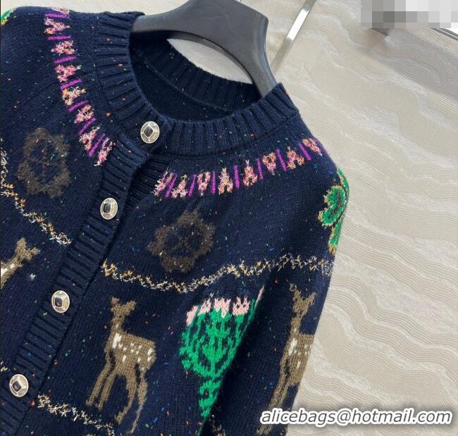 Reasonable Price Chanel Wool Cashmere Cardigan CH120125 Dark Blue 2025