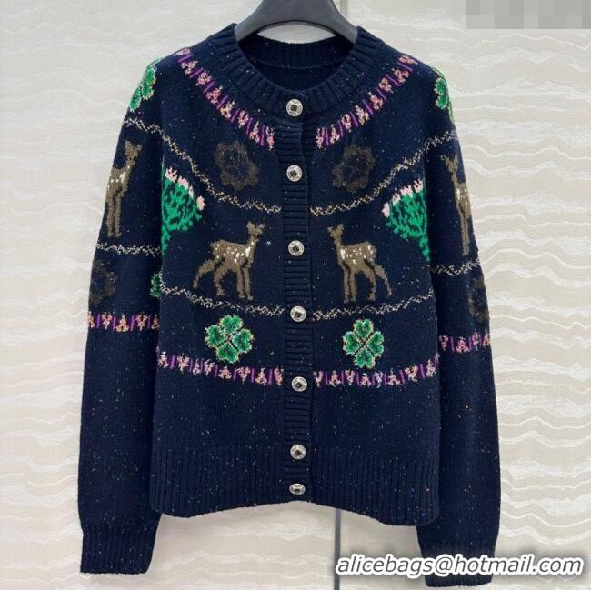 Reasonable Price Chanel Wool Cashmere Cardigan CH120125 Dark Blue 2025