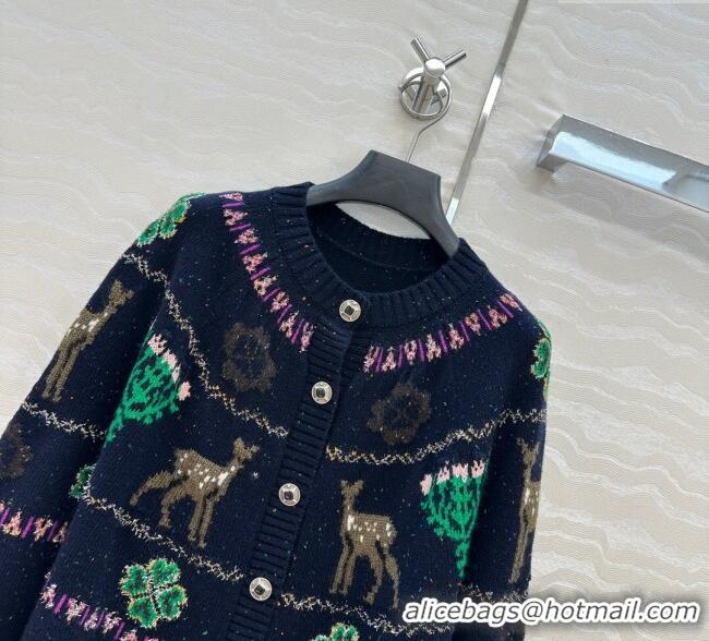 Reasonable Price Chanel Wool Cashmere Cardigan CH120125 Dark Blue 2025