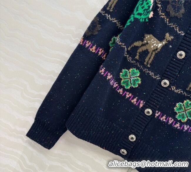Reasonable Price Chanel Wool Cashmere Cardigan CH120125 Dark Blue 2025