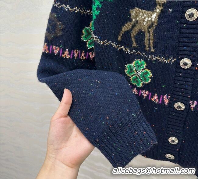 Reasonable Price Chanel Wool Cashmere Cardigan CH120125 Dark Blue 2025