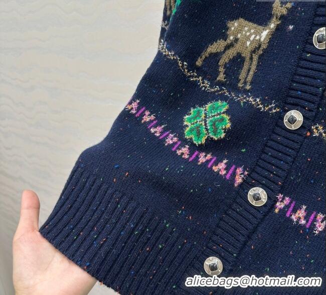 Reasonable Price Chanel Wool Cashmere Cardigan CH120125 Dark Blue 2025