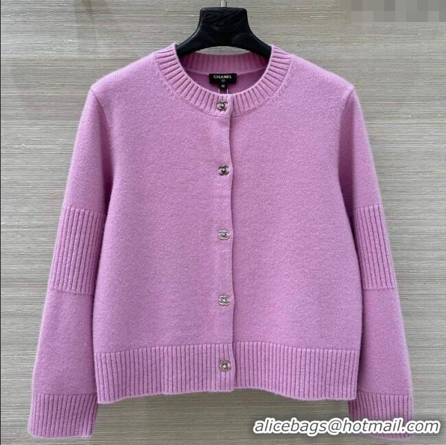 Grade Quality Chanel Cashmere Blend Cardigan CH120214 Pink 2025