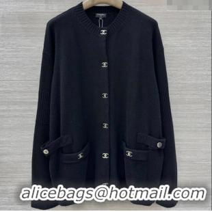 Famous Brand Chanel Cashmere Blend Cardigan CH120215 Black 2025