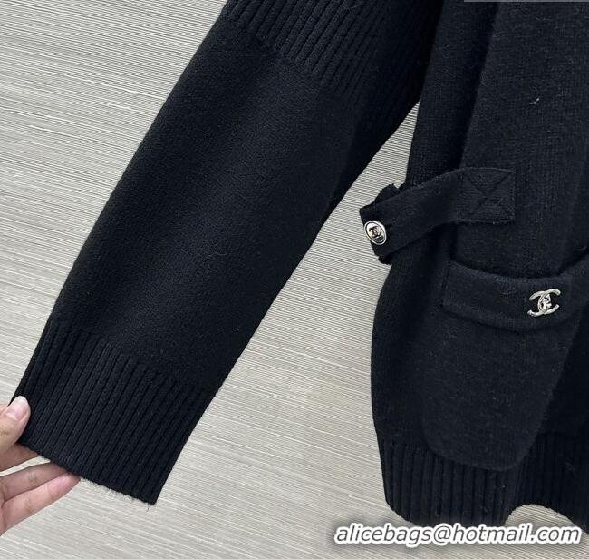 Famous Brand Chanel Cashmere Blend Cardigan CH120215 Black 2025